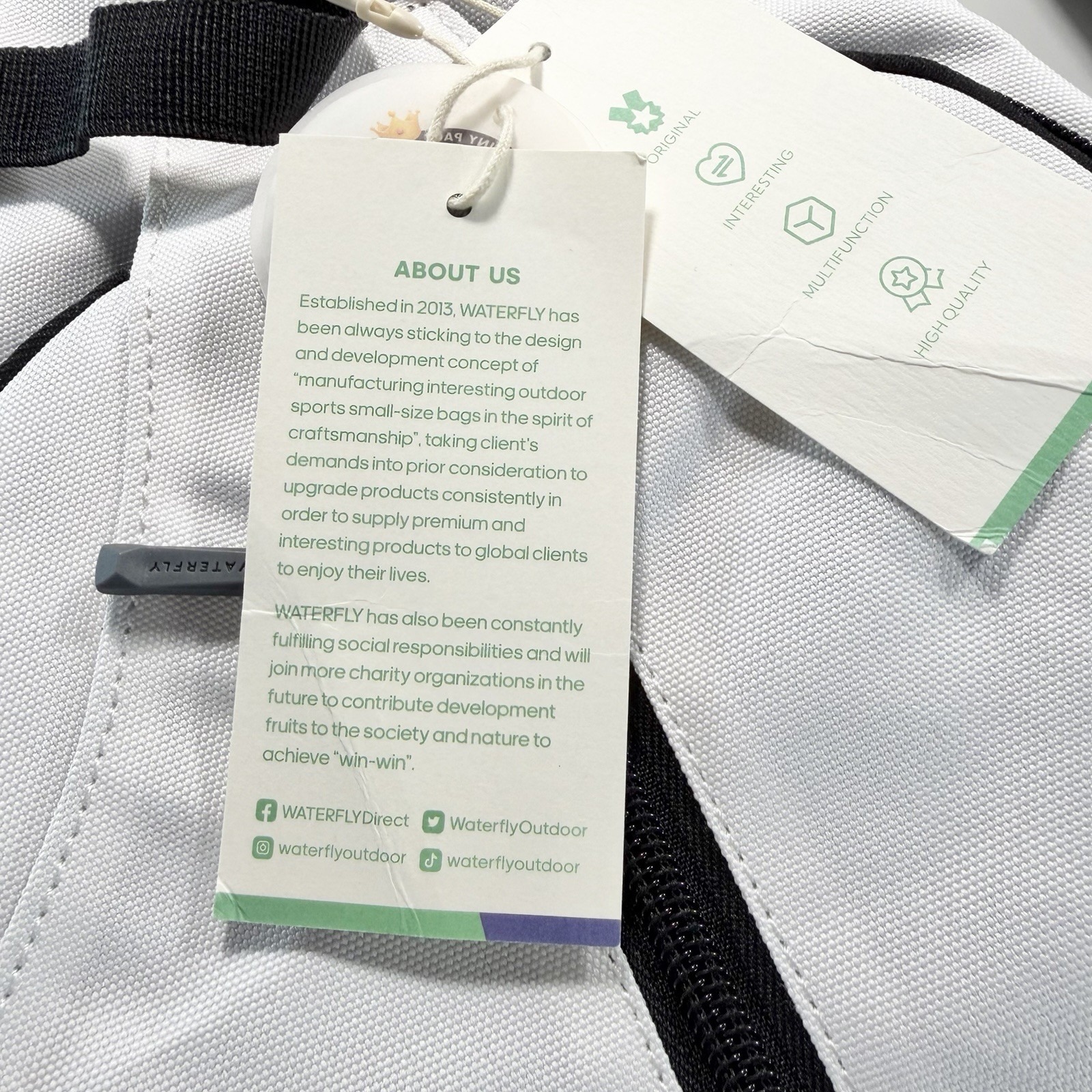 Waterfly Crossbody Sling Backpack White Multiple Pockets New With Tags — image 4 of 8